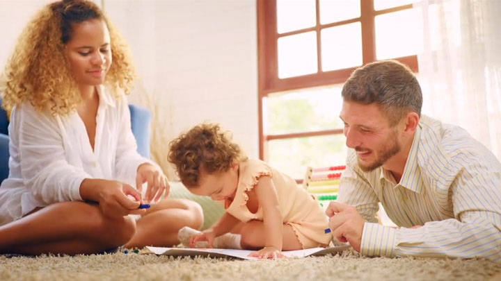 caucasian family painting on paper with parents in 2024 05 09 18 40 58 utc